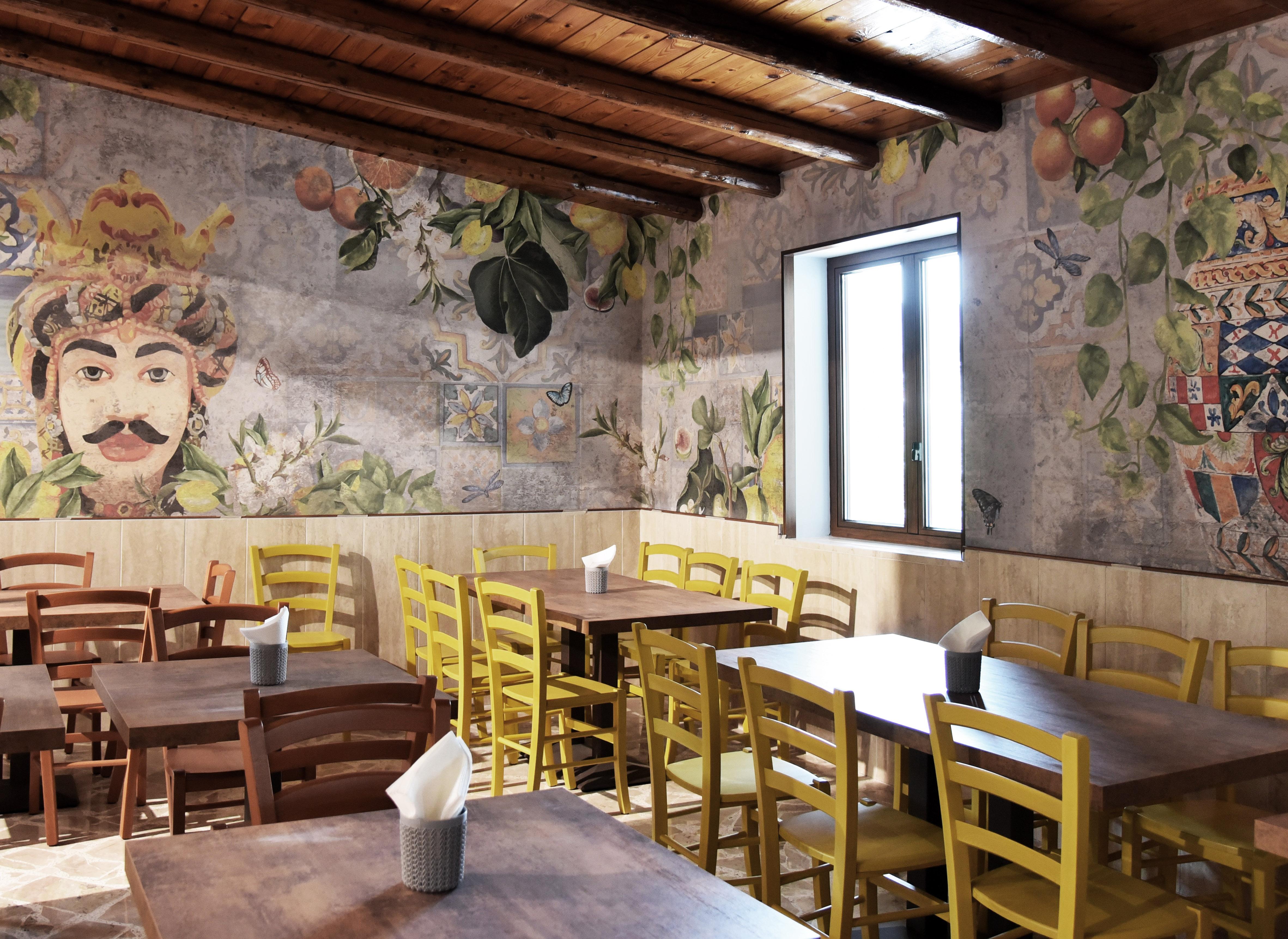 carta da parati vintage ristorante retrò